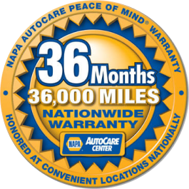 NAPA Warranty badge 36 Months / 36K Miles